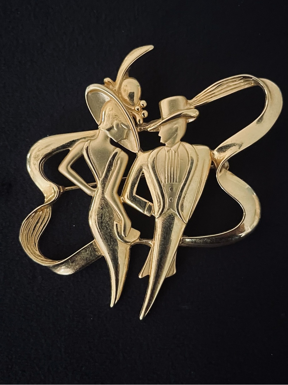 #310 JJ JONETTE Gold-tone Art Deco Revival Brooch